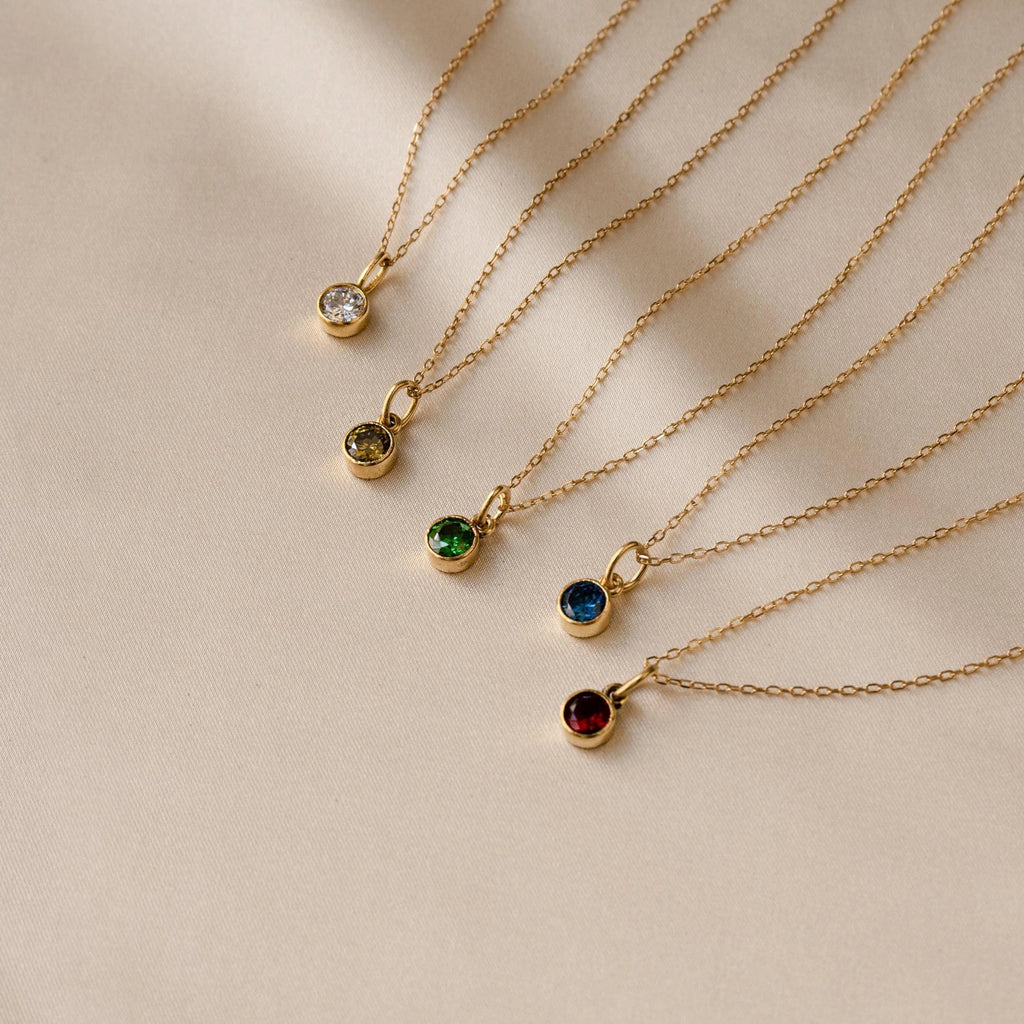 Custom Birthstone Necklace Silver 18K Gold Plated