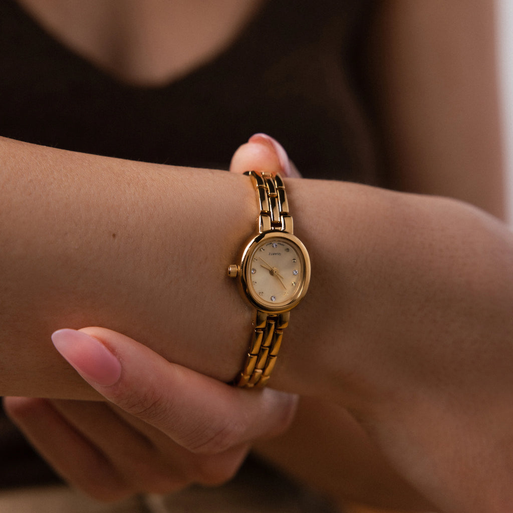 Cobblestone Timepiece Silver 18K Gold Plated