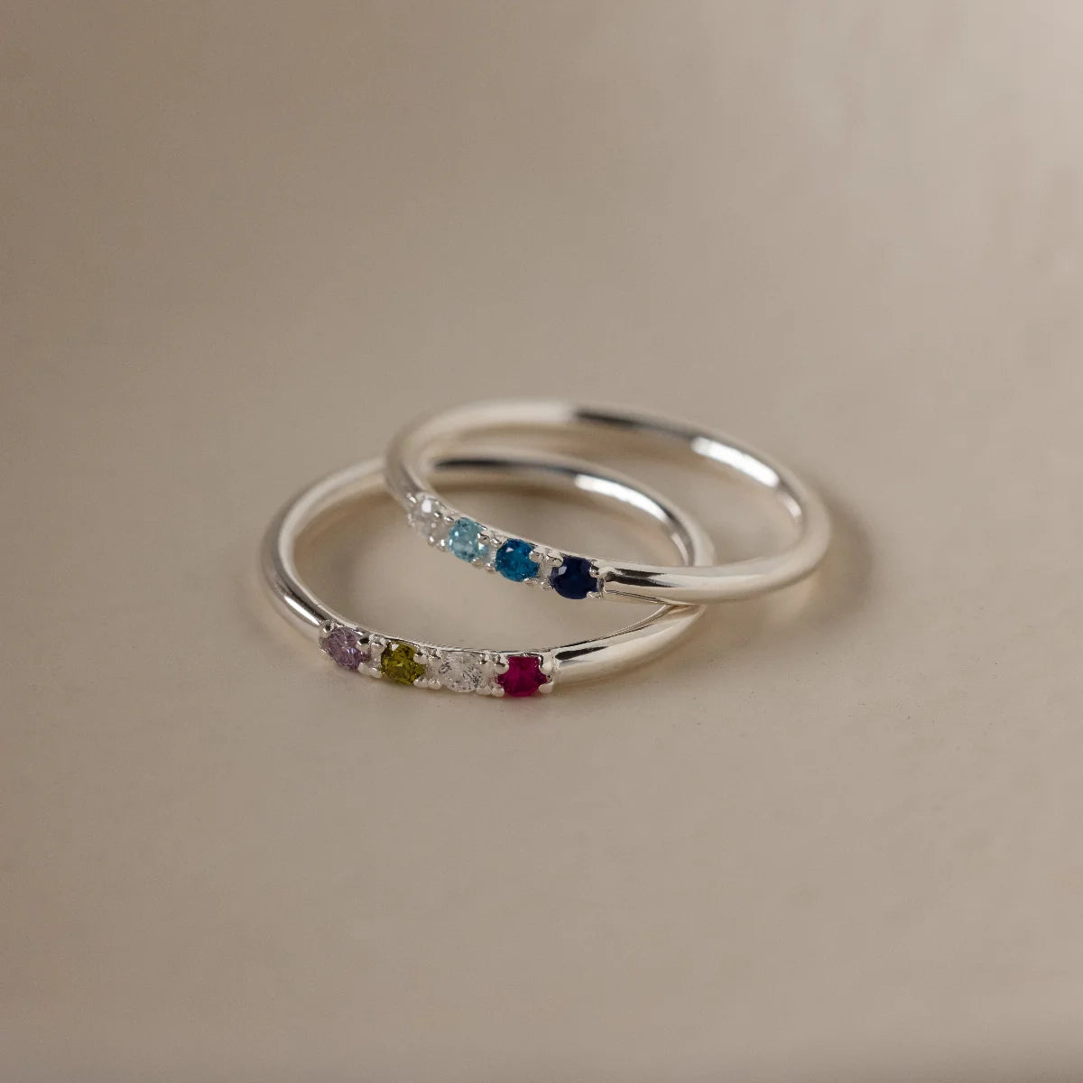 Mini Birthstone Ring Silver 18K Gold Plated