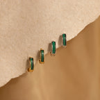 Malachite Inlay Huggies Silver 18K Gold Plated