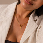 Paperclip Heart Charm Necklace Silver 18K Gold Plated