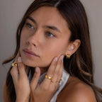 Triple Loop Huggie Earrings Silver 18K Gold Plated