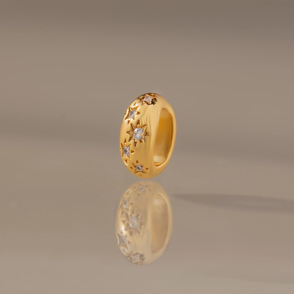 Sprinkle Diamond Dome Spacer Charm Silver 18K Gold Plated