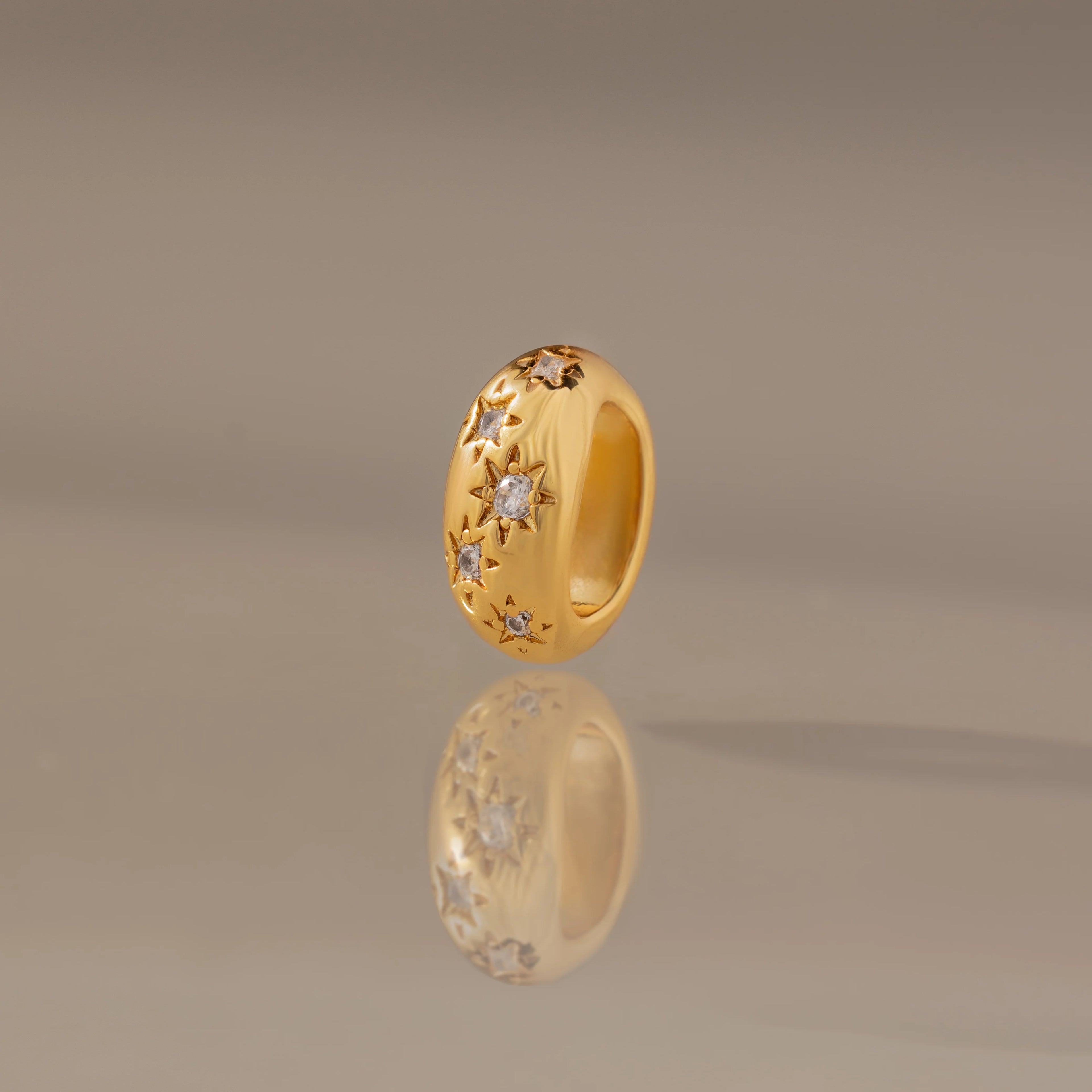 Sprinkle Diamond Dome Spacer Charm Silver 18K Gold Plated