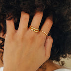 Twisted Band Duo Ring in Silver 18K Gold Plated