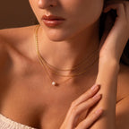 Dainty Pearl Dot Necklace Silver 18K Gold Plated