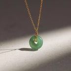 Round Jade Pendant Necklace Silver 18K Gold Plated
