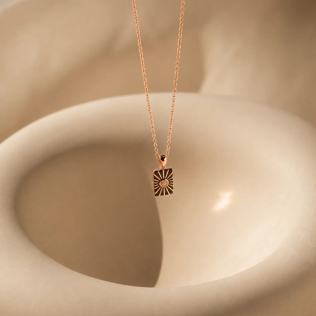 Pave Black Sun Necklace