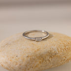 Baguette Diamond Ring Silver 18K Gold Plated