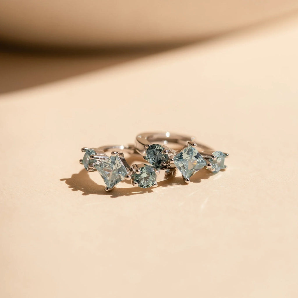 Aquamarine Huggie Hoops