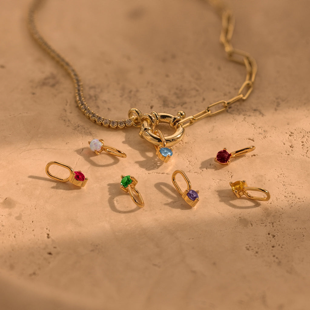Dainty Opal Charm Silver 18K Gold Plated