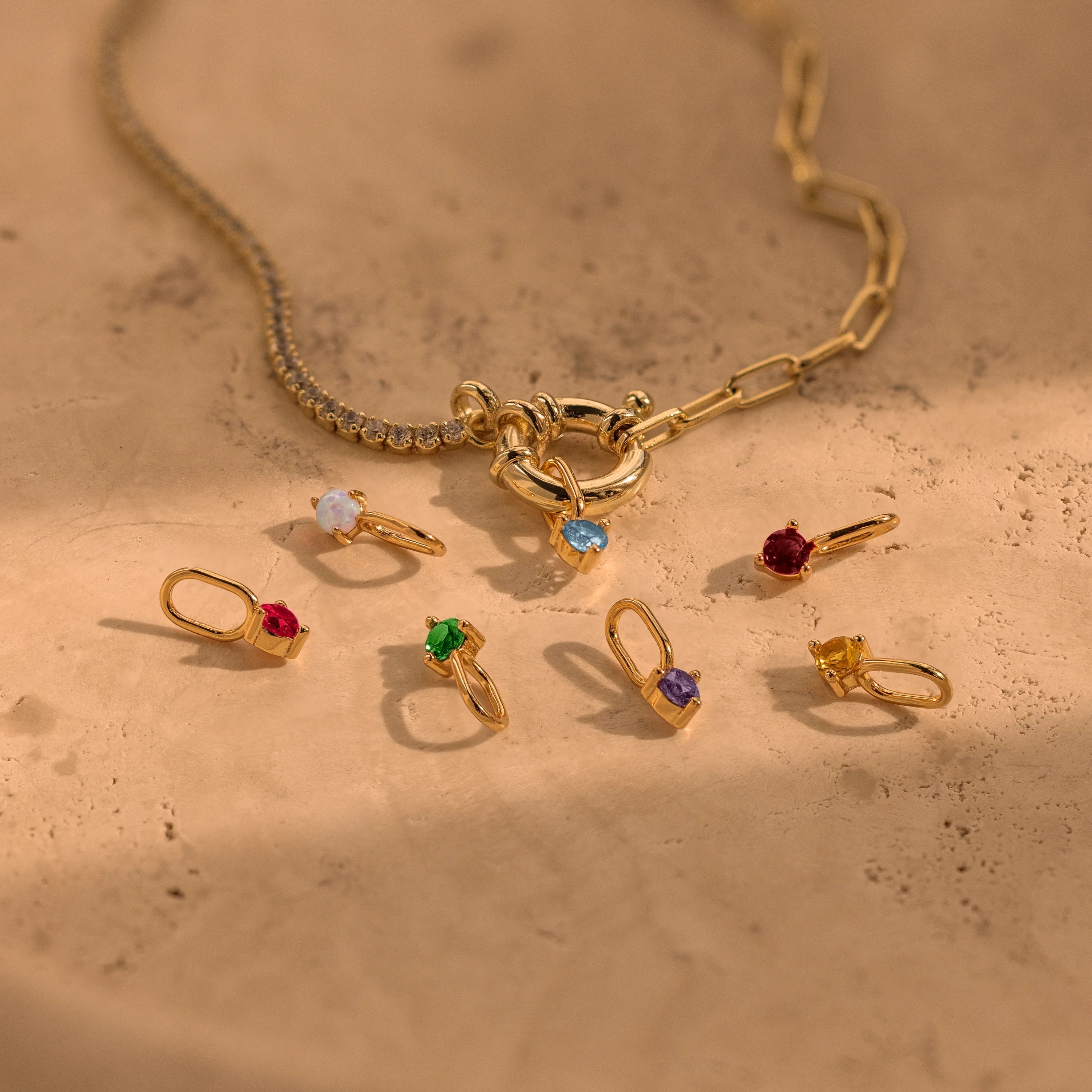 Dainty Opal Charm Silver 18K Gold Plated