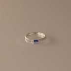Sapphire Dainty Ribbed Ring Silver 18K Gold Plated