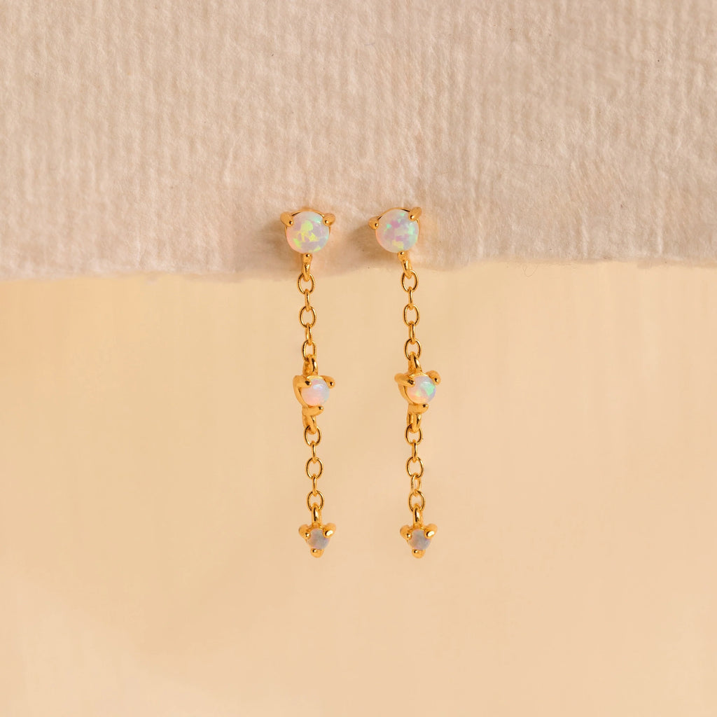Dainty Opal Stud Earrings Set Silver 18K Gold Plated