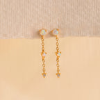 Dainty Opal Stud Earrings Set Silver 18K Gold Plated