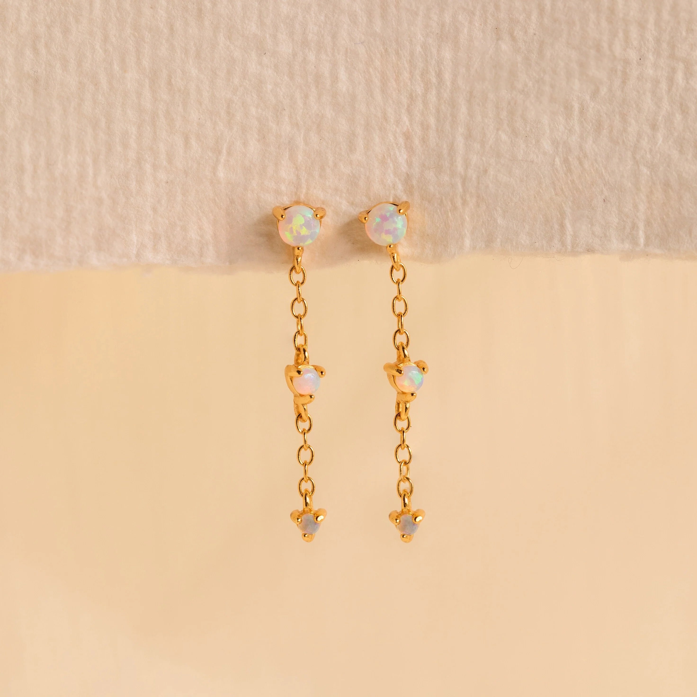 Dainty Opal Stud Earrings Set Silver 18K Gold Plated