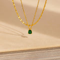 Pear-Cut Duo Layered Necklace Silver 18K Gold Plated