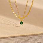 Pear-Cut Duo Layered Necklace Silver 18K Gold Plated
