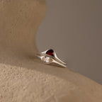 Sculpted Toi et Moi Ring Set Silver 18K Gold Plated