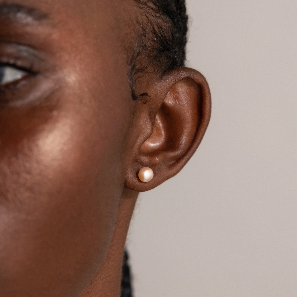 Pink Pearl Studs Silver 18K Gold Plated