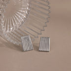 Ribbed Earrings Silver 18K Gold Plated