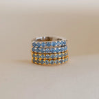 Aquamarine Pave Huggies Silver 18K Gold Plated
