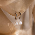Margot Pearl Hoops Silver 18K Gold Plated