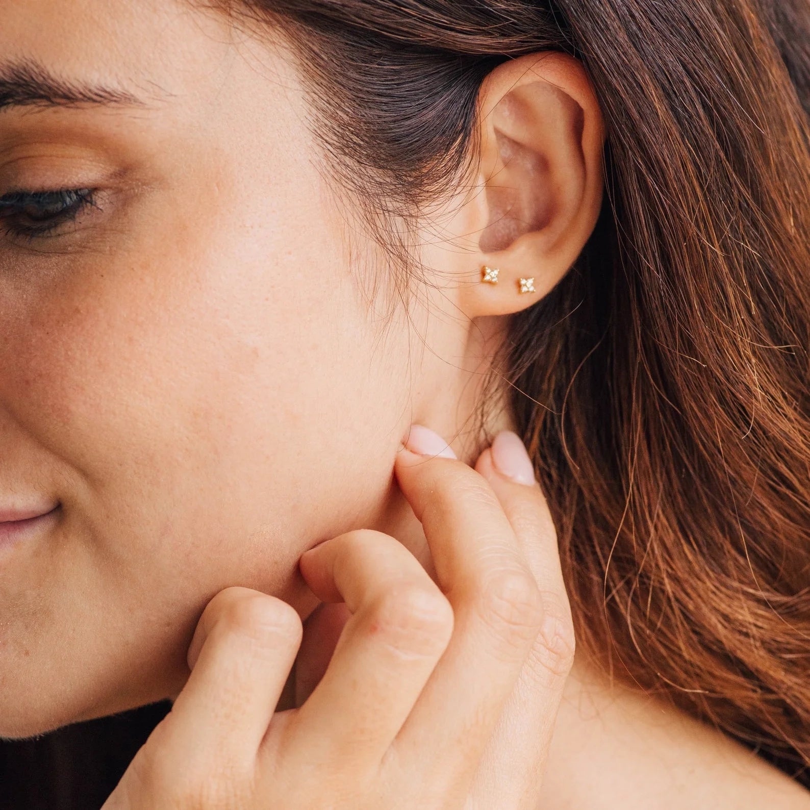 Hera Flower Studs Silver 18K Gold Plated