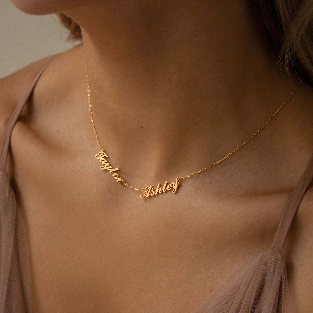 Carrie Multiple Name Necklace Silver 18K Gold Plated