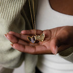 Organic Heart Locket Necklace Silver 18K Gold Plated