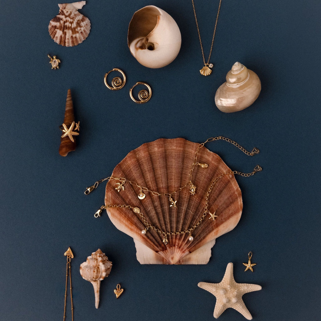 Seaside Pearl Charm Bracelet Silver 18K Gold Plated
