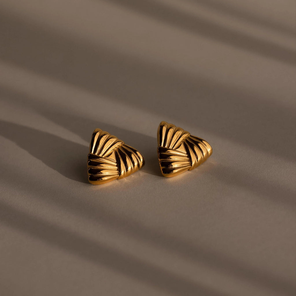 Chunky Triangle Knot Studs Silver 18K Gold Plated