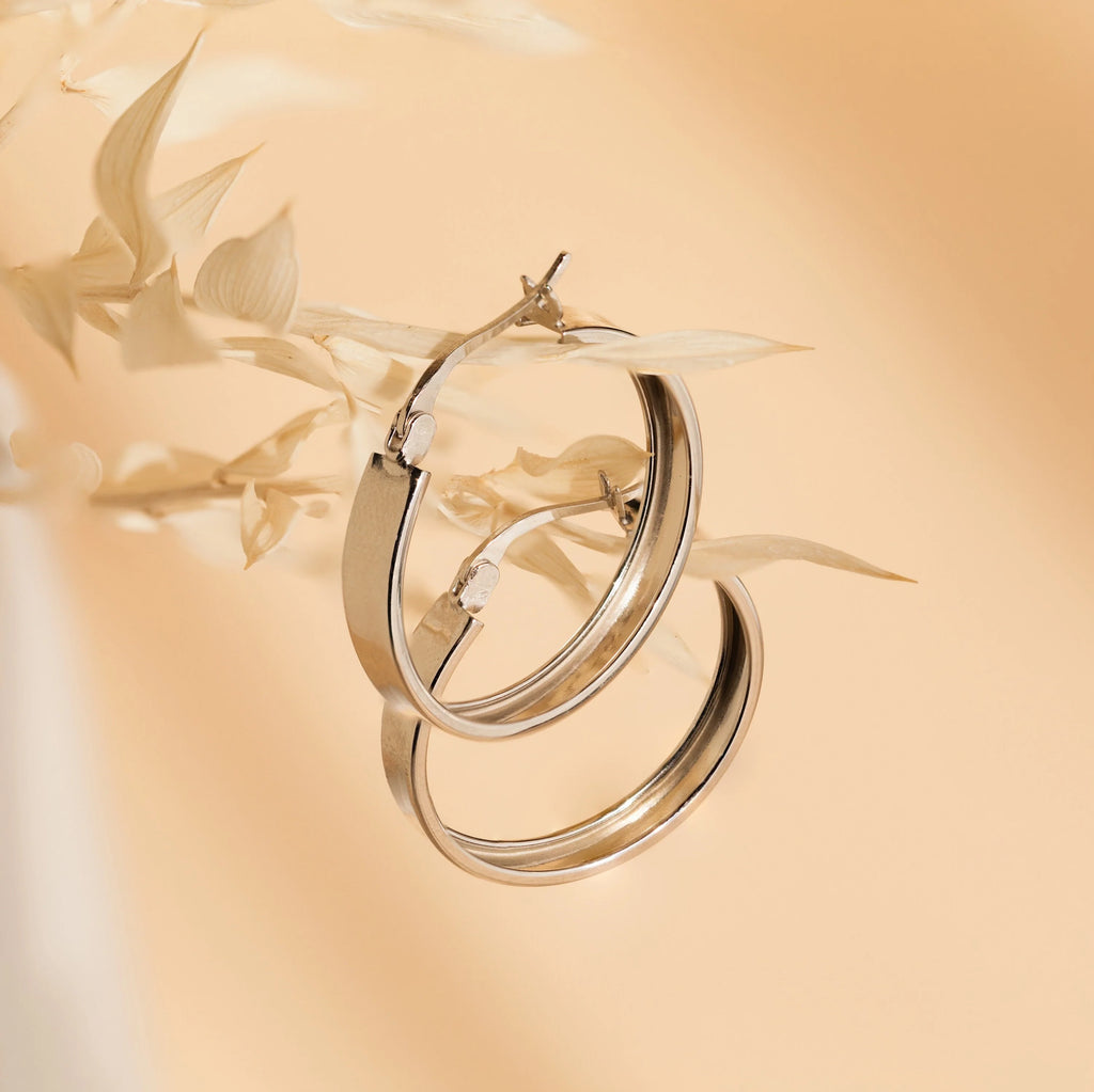 Thick Hoops Earrings Silver 18K Gold Plated