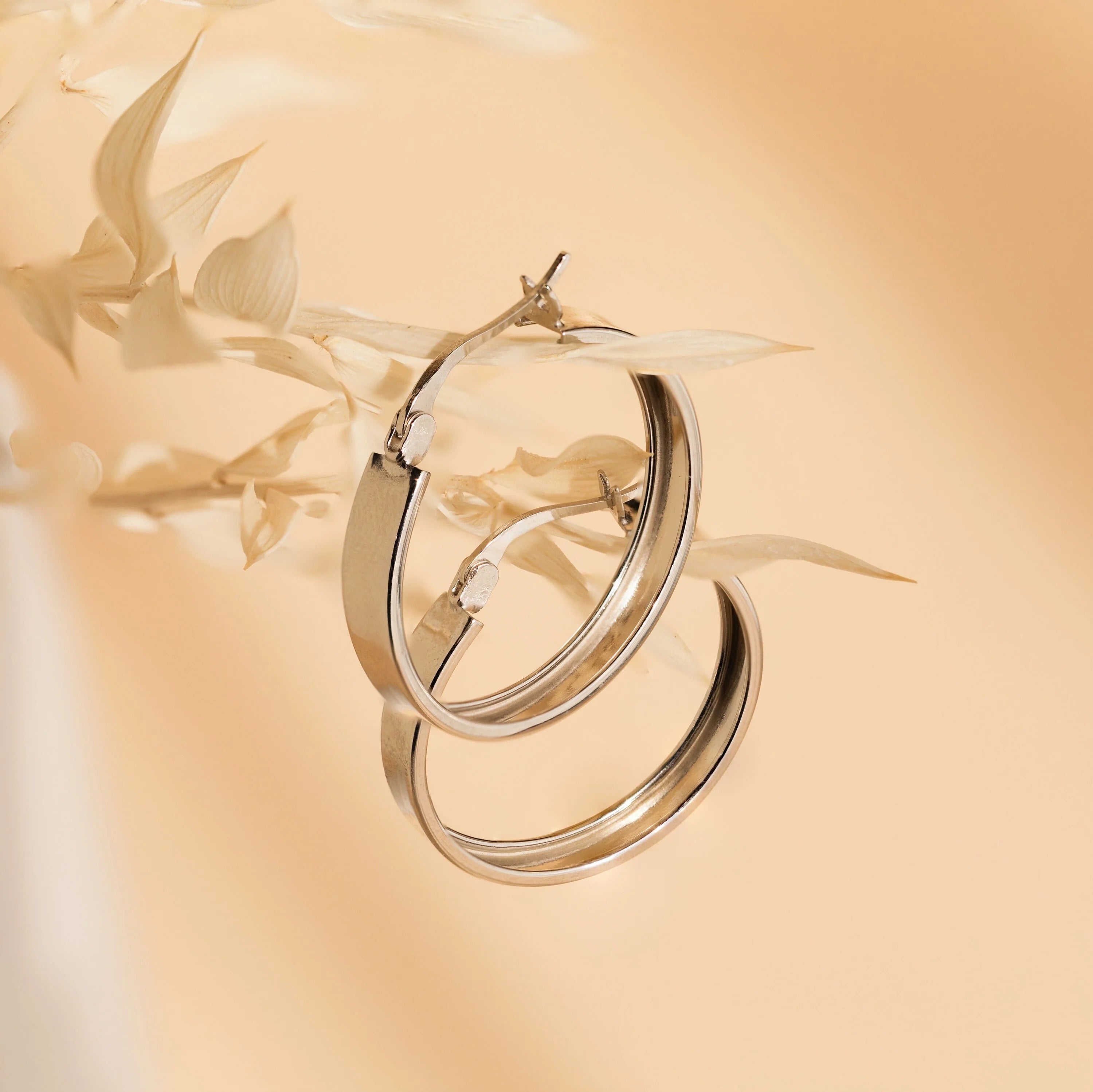 Thick Hoops Earrings Silver 18K Gold Plated