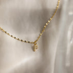 Dainty Pave Letter Necklace Silver 18K Gold Plated