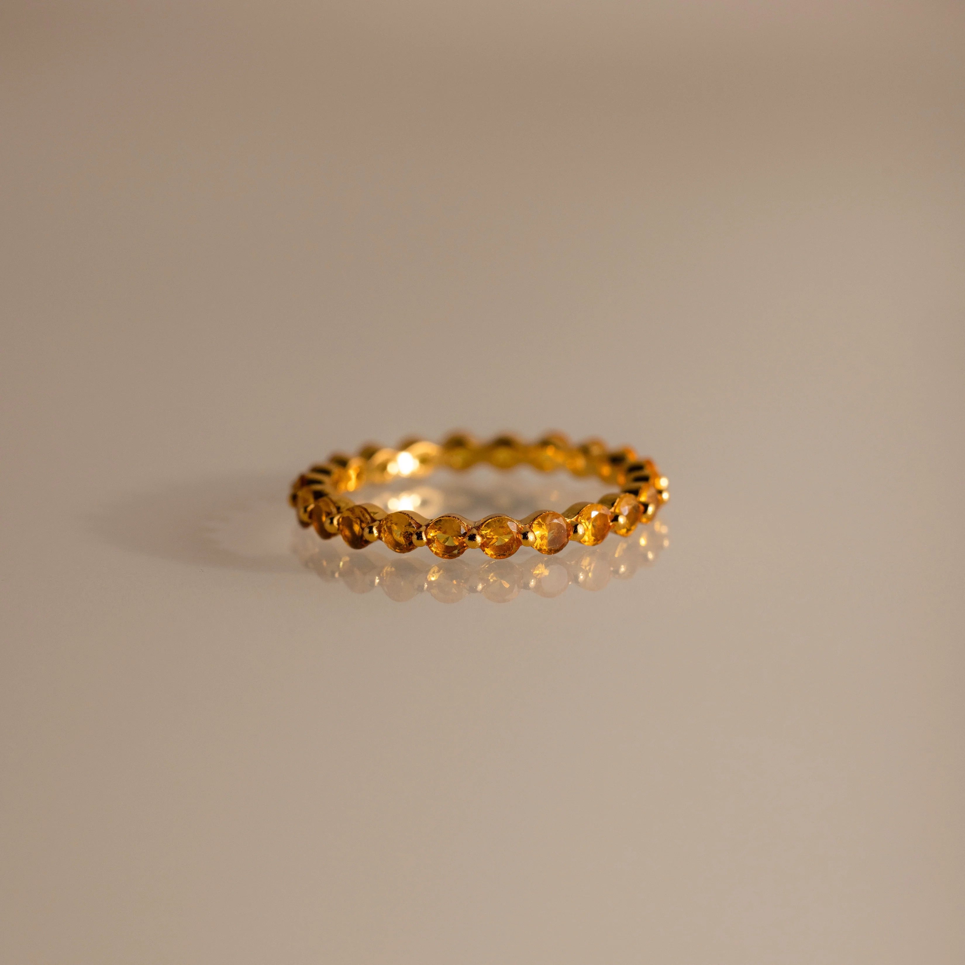 Topaz Lace Eternity Ring Silver 18K Gold Plated