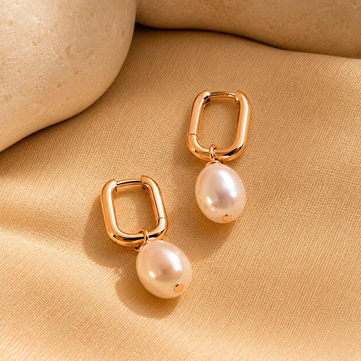 Freshwater Pearl Drop Hoops