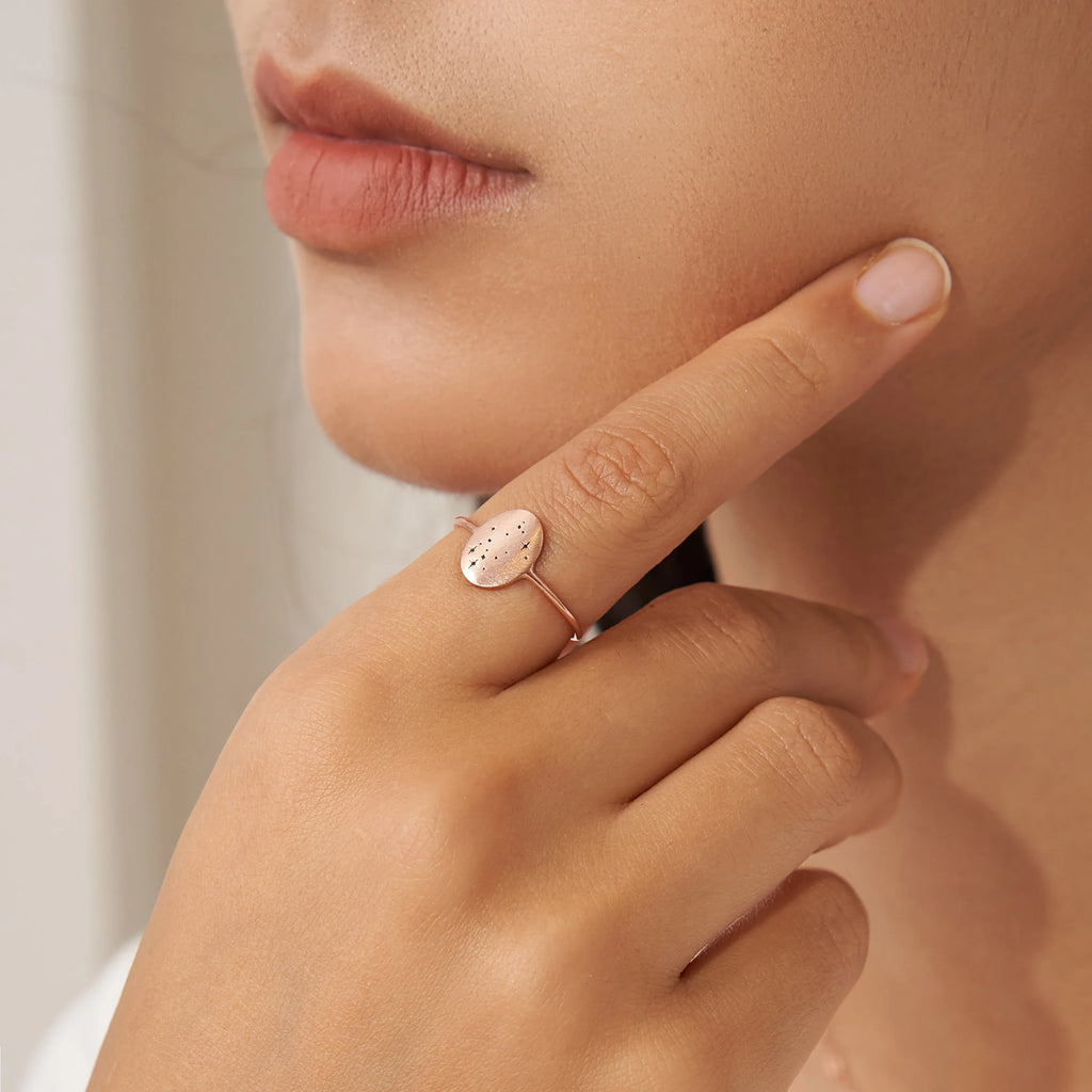 Constellation Oval Ring Silver 18K Gold Plated