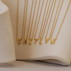 Dainty Bubble Letter Necklace Silver 18K Gold Plated