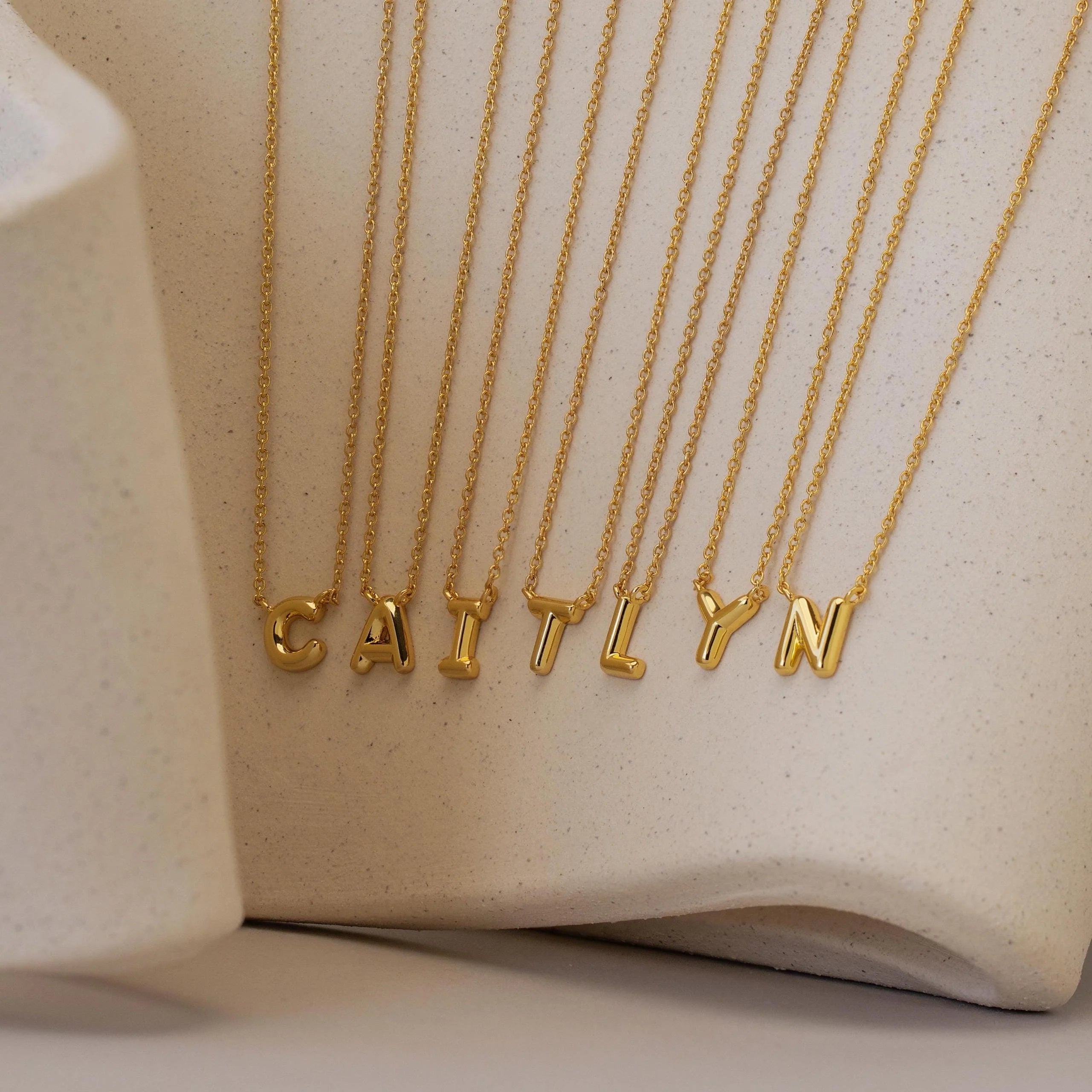 Dainty Bubble Letter Necklace Silver 18K Gold Plated