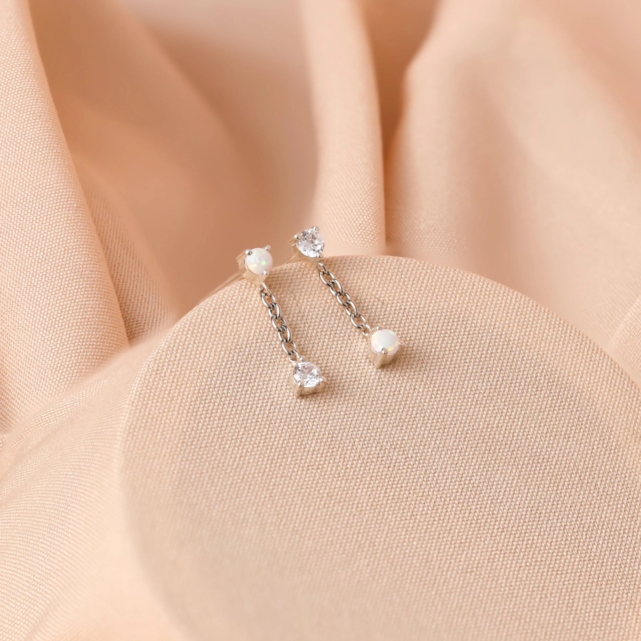 Opal Drop Stud Earrings