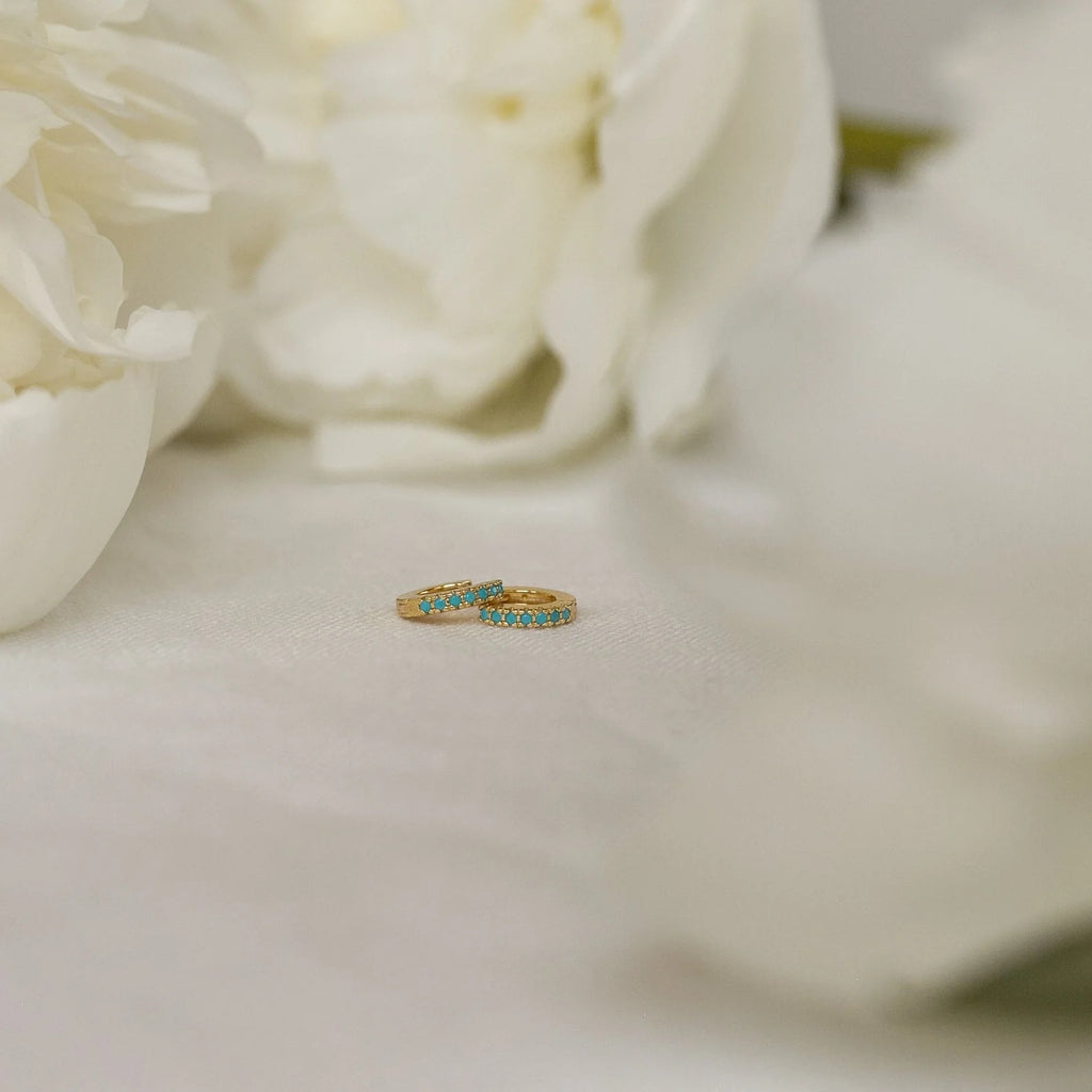 Turquoise Kendra Huggies Silver 18K Gold Plated