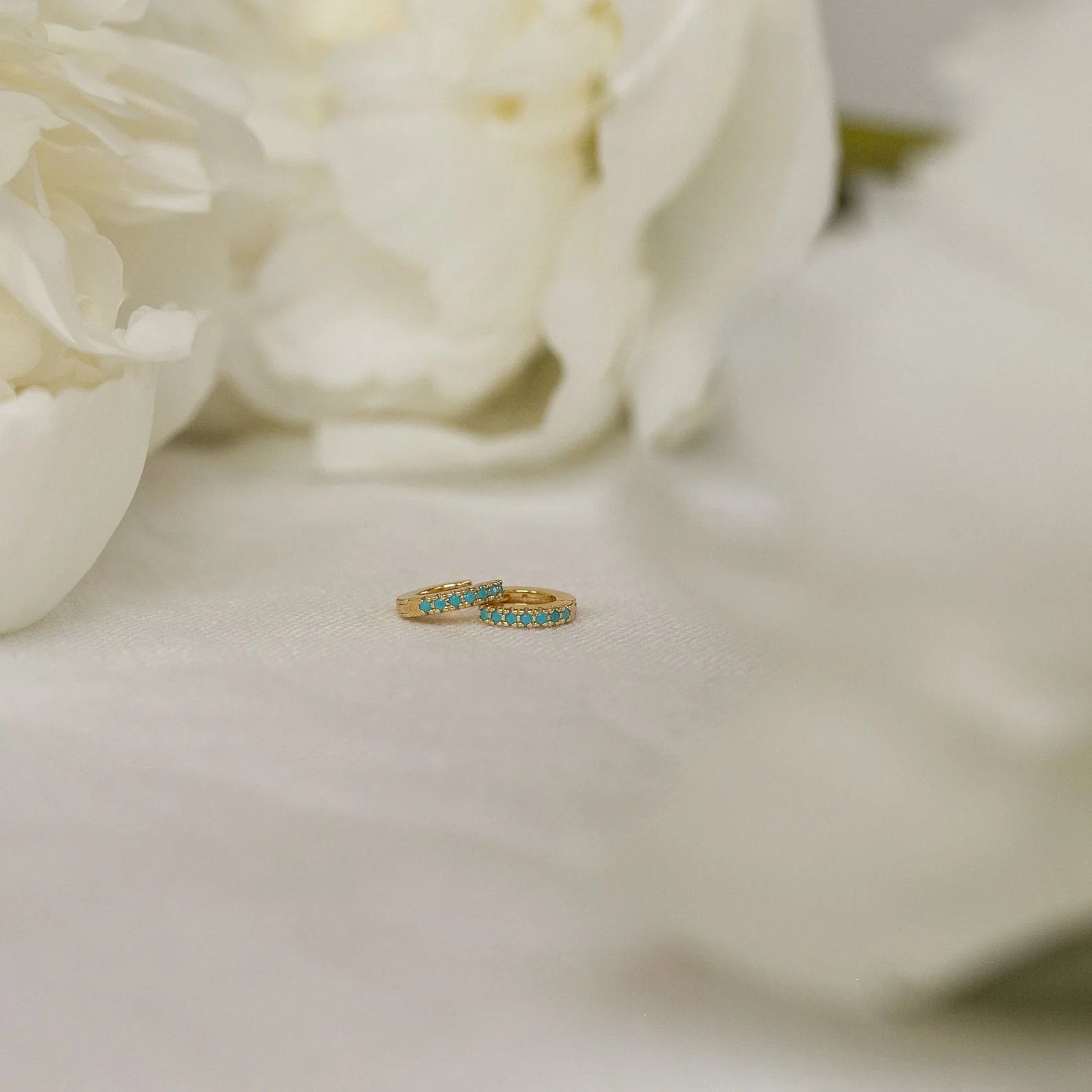 Turquoise Kendra Huggies Silver 18K Gold Plated