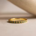 Art Deco Aquamarine Eternity Ring Silver 18K Gold Plated