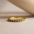 Art Deco Aquamarine Eternity Ring Silver 18K Gold Plated