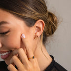 Pearl & Onyx Huggies Silver 18K Gold Plated