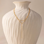 Duo Satellite Lariat Necklace Silver 18K Gold Plated