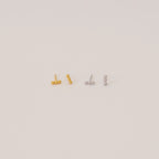 Trio Beaded Bar Studs Silver 18K Gold Plated
