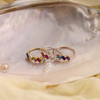 Multiple Baguette Birthstone Ring Silver 18K Gold Plated