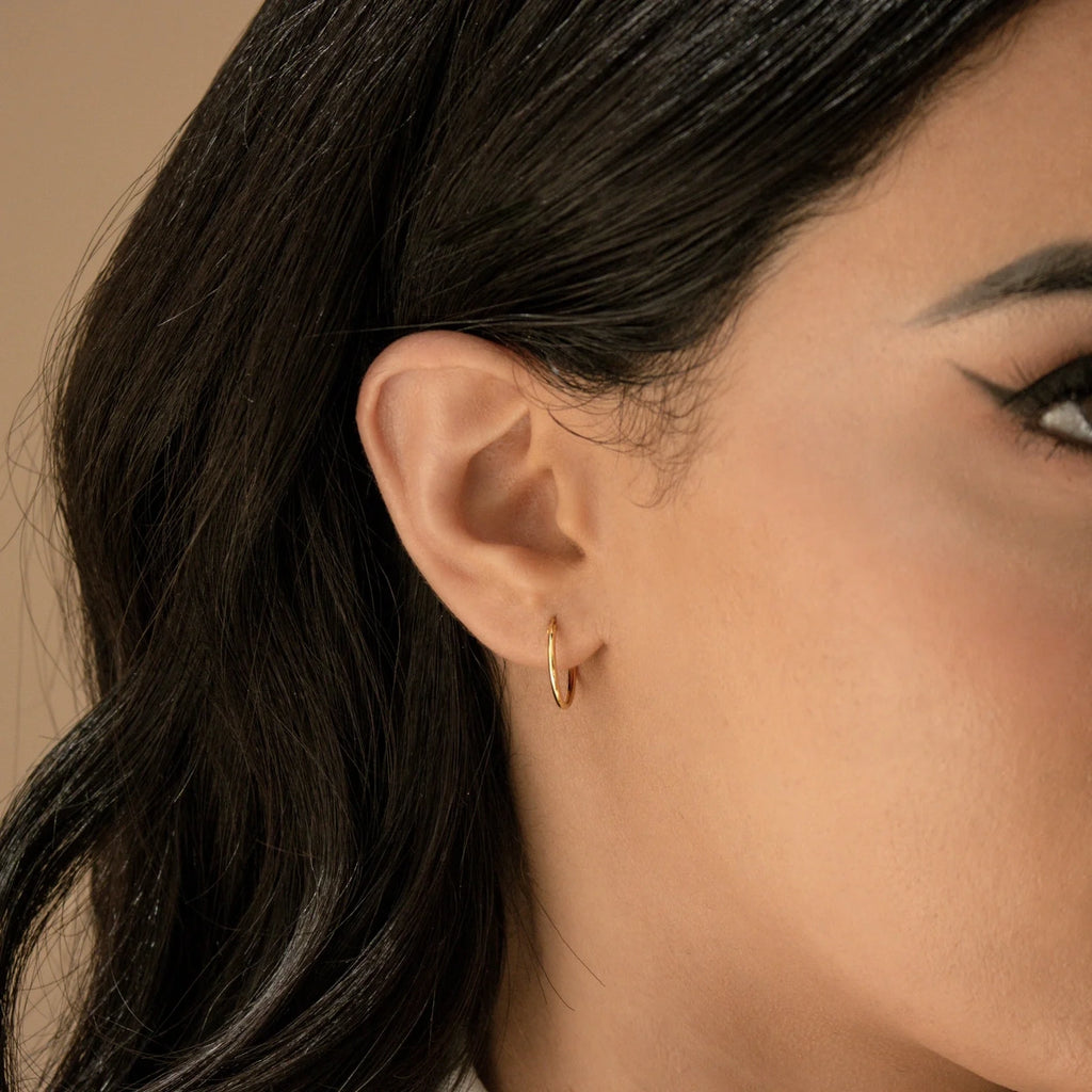 Small Thin Hoops Silver 18K Gold Plated